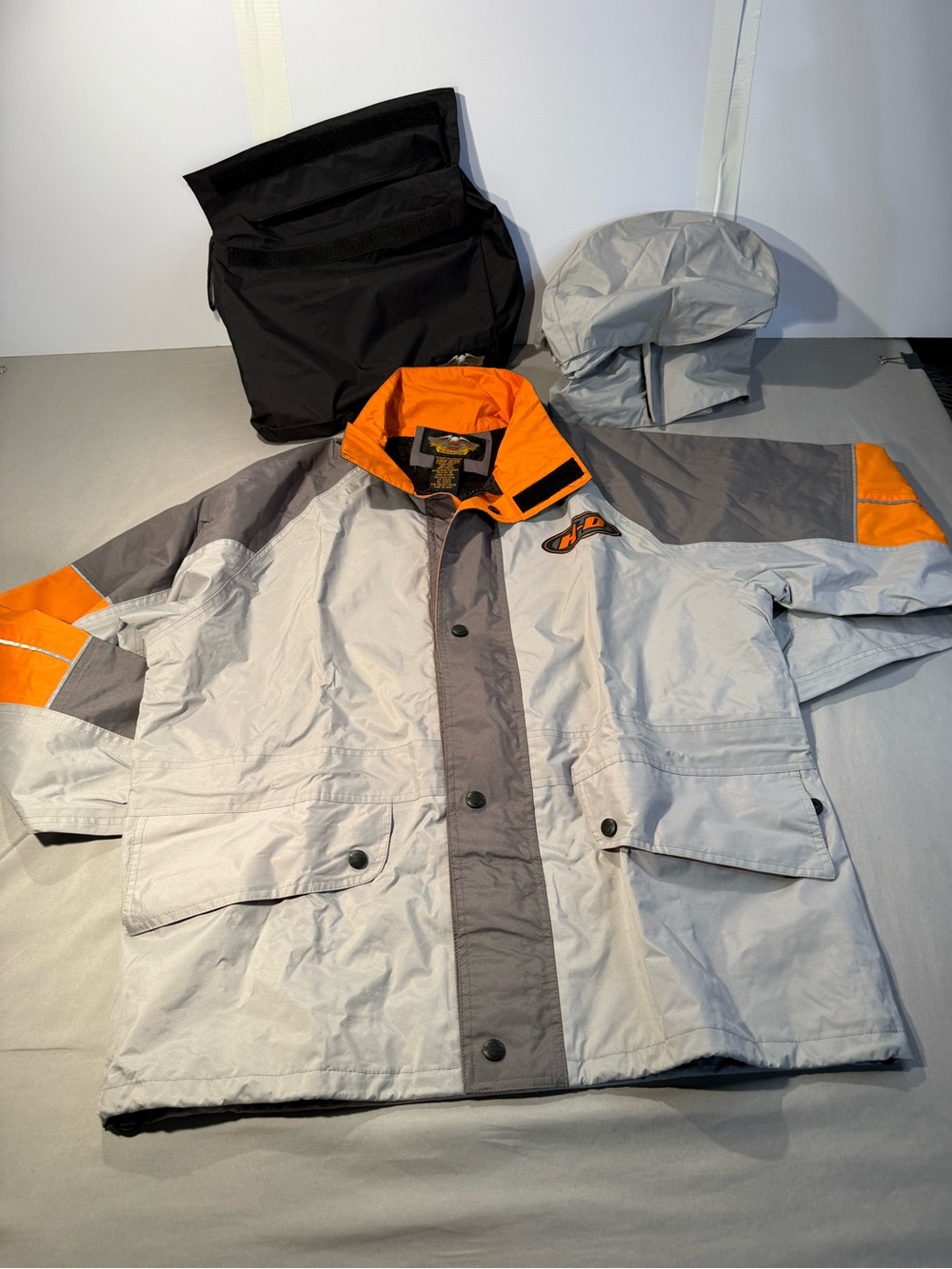 Harley Davidson Gray and Orange Outdoor Shell Jacket